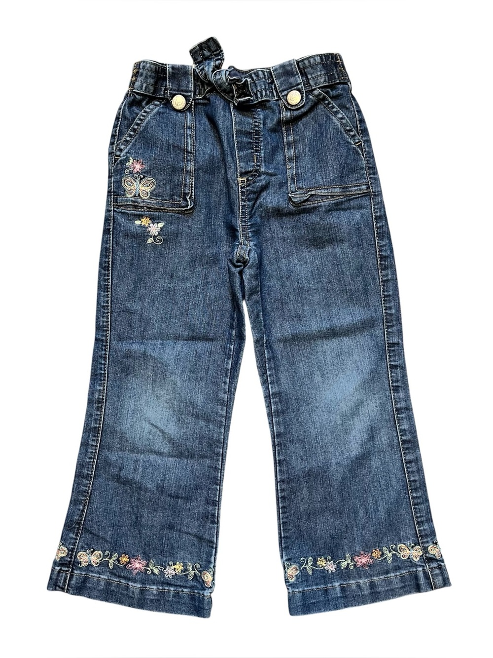 Vintage Y2K 2000s Gap Girls Dark Blue Embroidered Denim Jeans